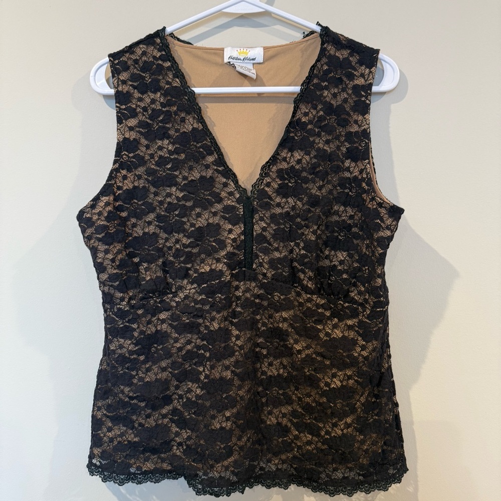 Vintage Y2K Lace Sleeveless Blouse Size Large